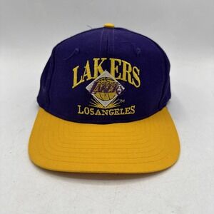 Vintage Los Angeles Lakers Hat Snapback NBA Twill 90s Adults AJD‎ Signature